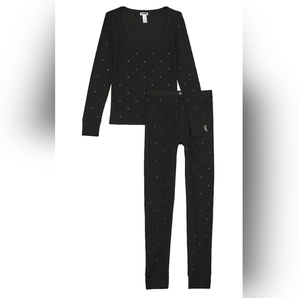 Victoria's Secret Pure Black Bling Thermal Pjs. Brand New 💎 - Picture 2 of 7